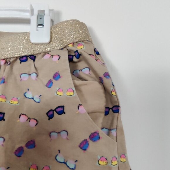 GAP Girl's Shorts in Tan Sunglasses Print Youth Size Large Cotton Whimsical - Picture 2 of 6